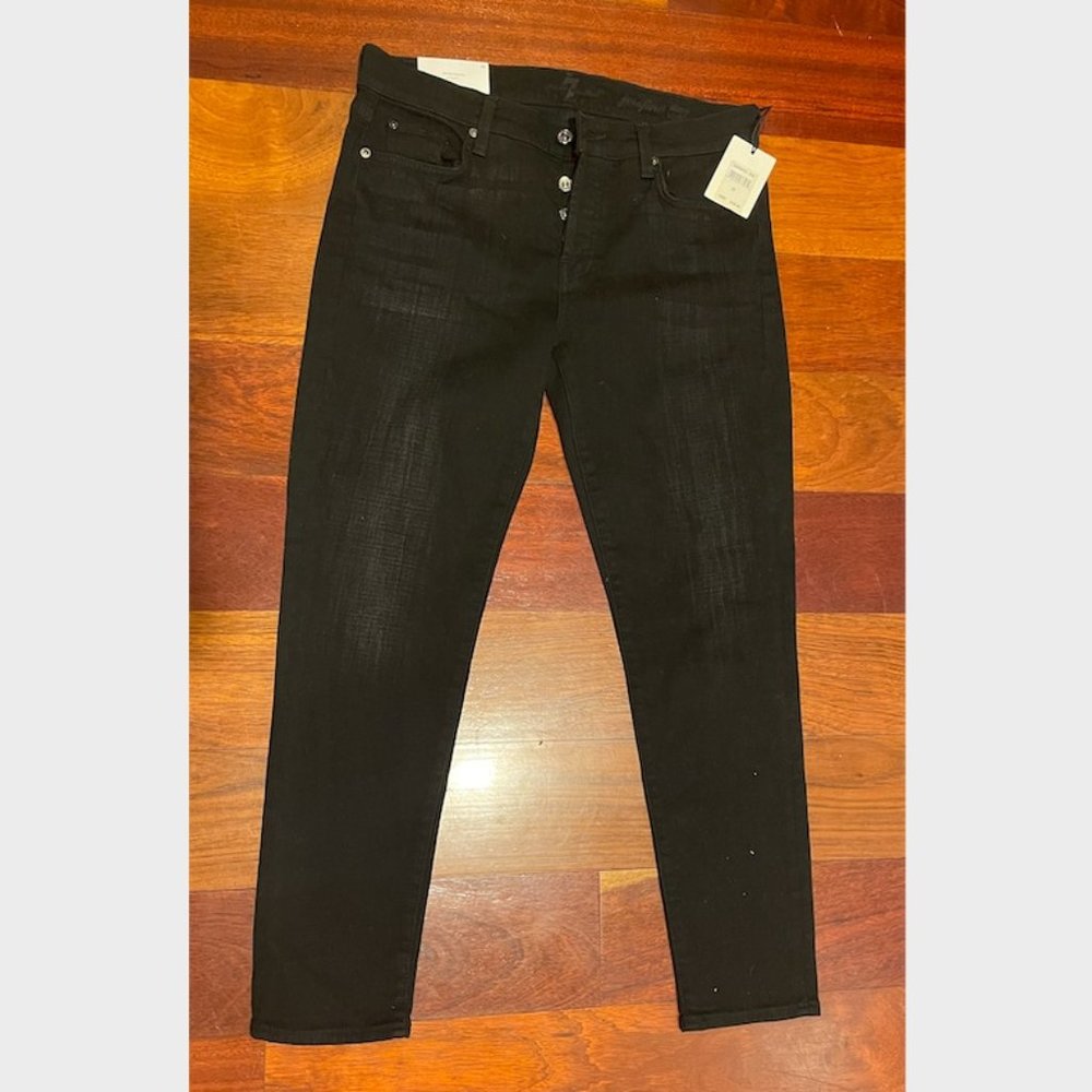 NWT 7 For All Mankind Josefina Black Jeans Size 28